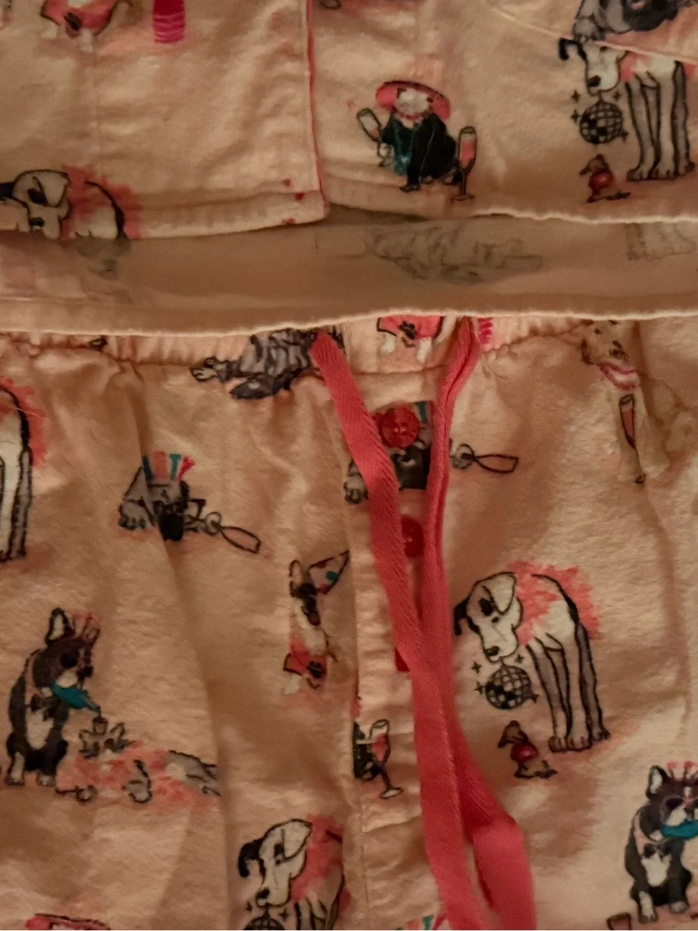 P.J. Salvage Let's Get Cozy Flannel Cotton Pink Dog Pajama Set Pockets S